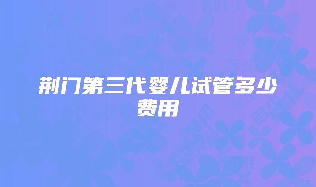 荆门第三代婴儿试管多少费用