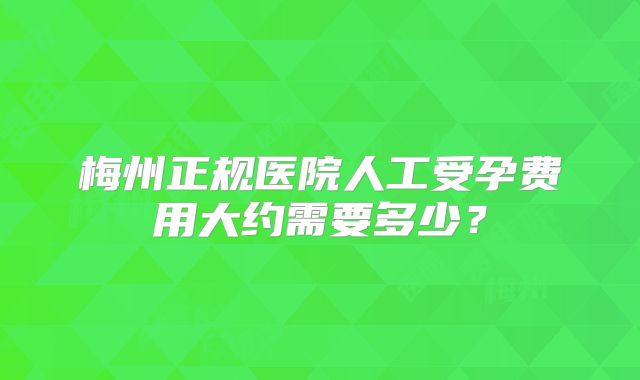 梅州正规医院人工受孕费用大约需要多少？