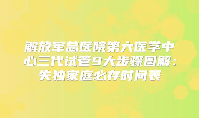 解放军总医院第六医学中心三代试管9大步骤图解：失独家庭必存时间表