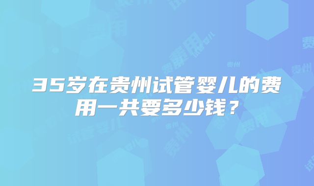 35岁在贵州试管婴儿的费用一共要多少钱?