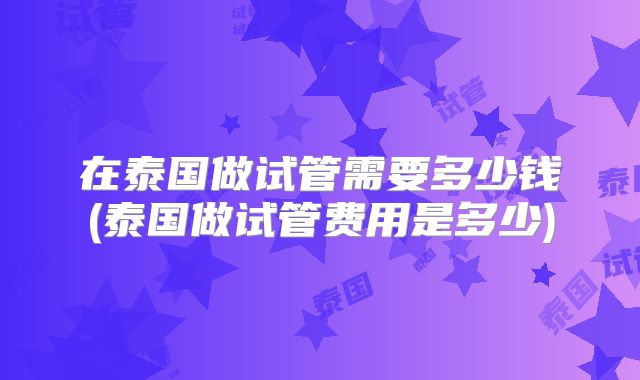 在泰国做试管需要多少钱(泰国做试管费用是多少)