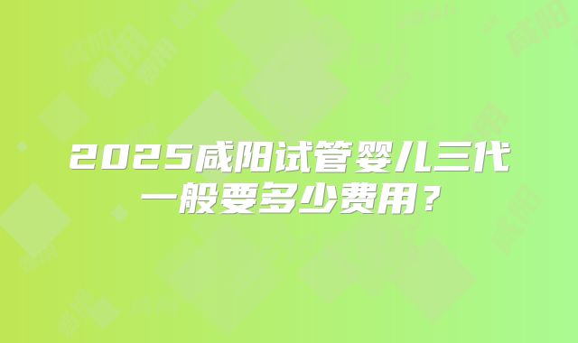 2025咸阳试管婴儿三代一般要多少费用？