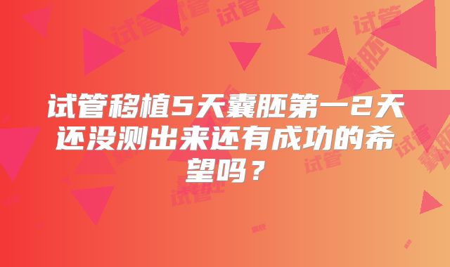 试管移植5天囊胚第一2天还没测出来还有成功的希望吗?