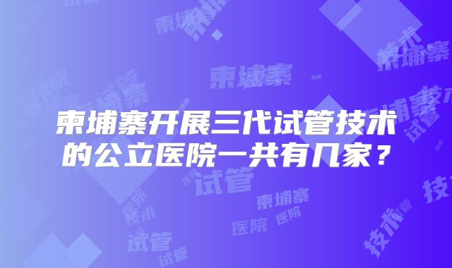 柬埔寨开展三代试管技术的公立医院一共有几家？