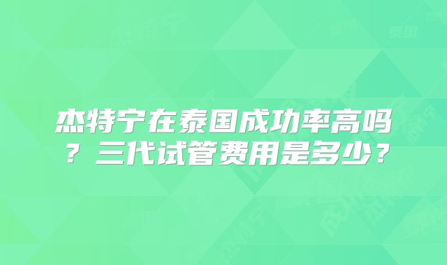 杰特宁在泰国成功率高吗？三代试管费用是多少？