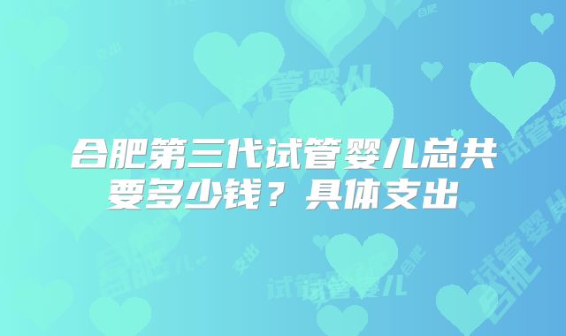 合肥第三代试管婴儿总共要多少钱?具体支出