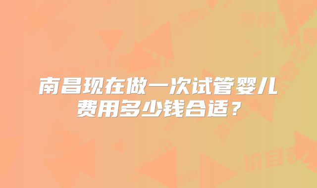 南昌现在做一次试管婴儿费用多少钱合适？