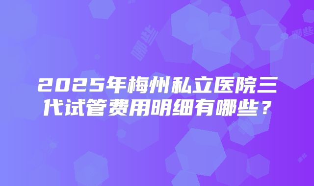 2025年梅州私立医院三代试管费用明细有哪些？
