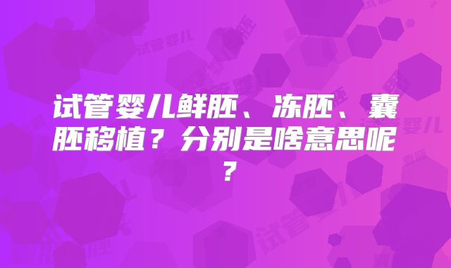 试管婴儿鲜胚、冻胚、囊胚移植？分别是啥意思呢？