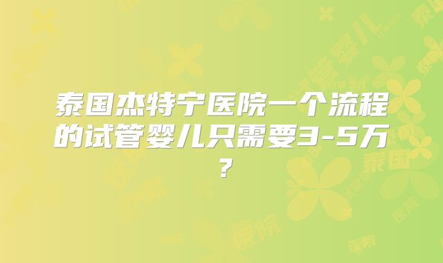 泰国杰特宁医院一个流程的试管婴儿只需要3-5万？