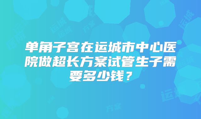 单角子宫在运城市中心医院做超长方案试管生子需要多少钱？