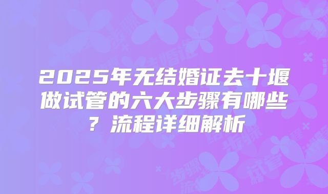 2025年无结婚证去十堰做试管的六大步骤有哪些?流程详细解析