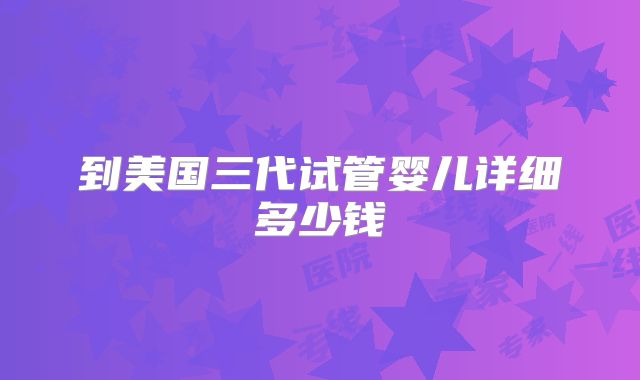 到美国三代试管婴儿详细多少钱