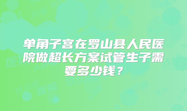 单角子宫在罗山县人民医院做超长方案试管生子需要多少钱？