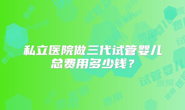 私立医院做三代试管婴儿总费用多少钱？