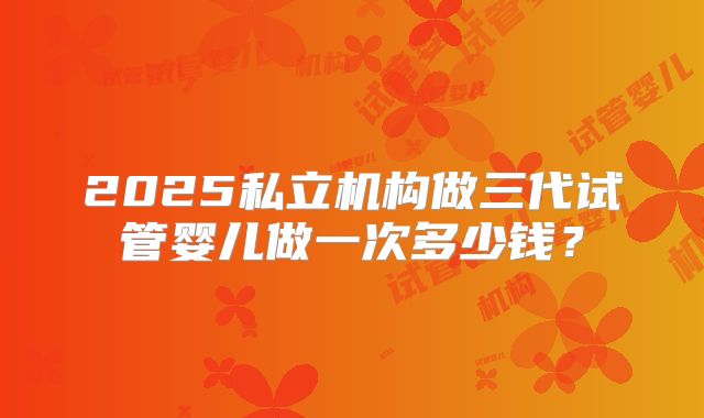 2025私立机构做三代试管婴儿做一次多少钱?
