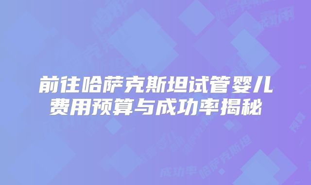 前往哈萨克斯坦试管婴儿费用预算与成功率揭秘