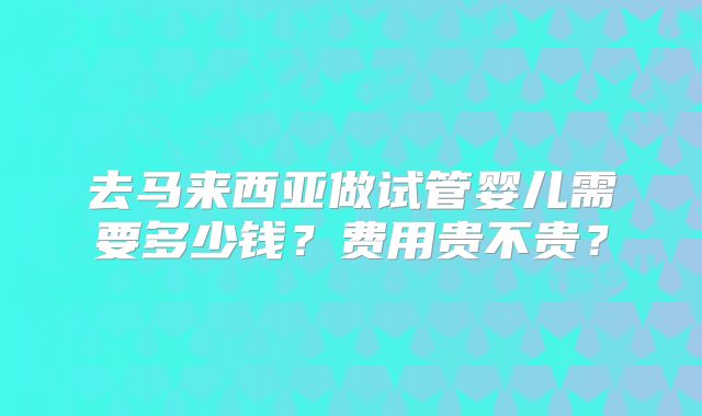 去马来西亚做试管婴儿需要多少钱？费用贵不贵？
