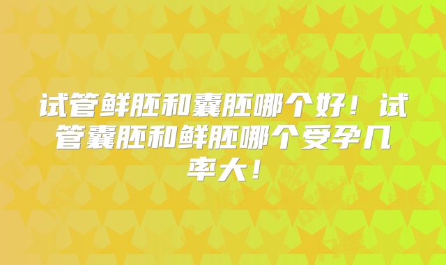 试管鲜胚和囊胚哪个好！试管囊胚和鲜胚哪个受孕几率大！