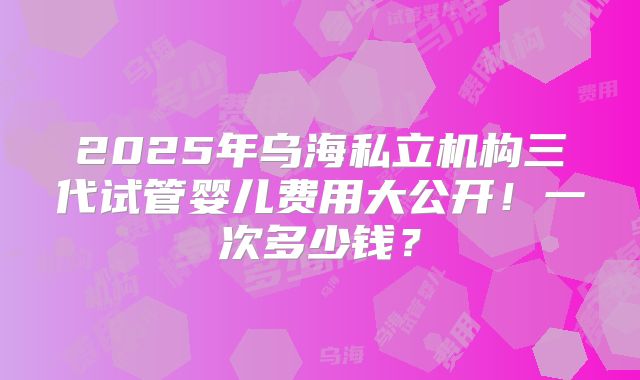 2025年乌海私立机构三代试管婴儿费用大公开!一次多少钱?