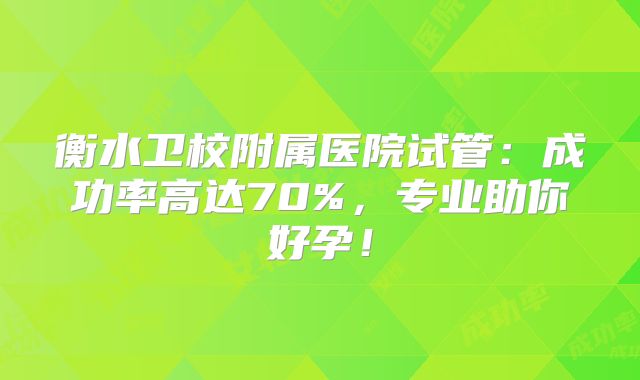 衡水卫校附属医院试管：成功率高达70%，专业助你好孕！