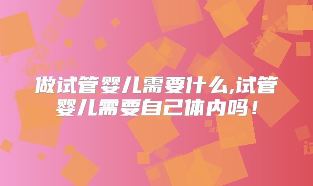 做试管婴儿需要什么,试管婴儿需要自己体内吗！