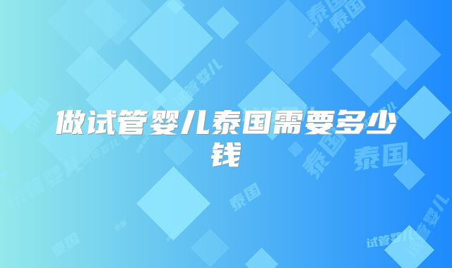 做试管婴儿泰国需要多少钱