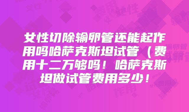 女性切除输卵管还能起作用吗哈萨克斯坦试管（费用十二万够吗！哈萨克斯坦做试管费用多少！