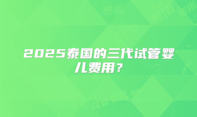 2025泰国的三代试管婴儿费用？