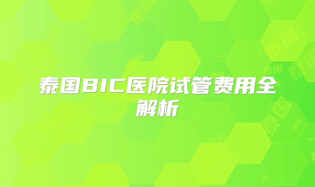 泰国BIC医院试管费用全解析