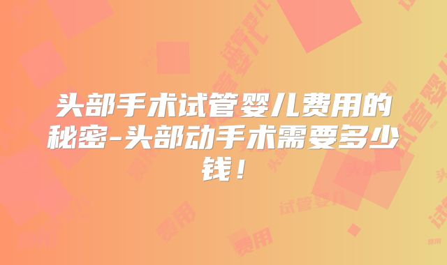 头部手术试管婴儿费用的秘密-头部动手术需要多少钱！