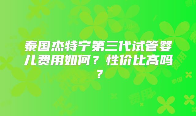 泰国杰特宁第三代试管婴儿费用如何？性价比高吗？