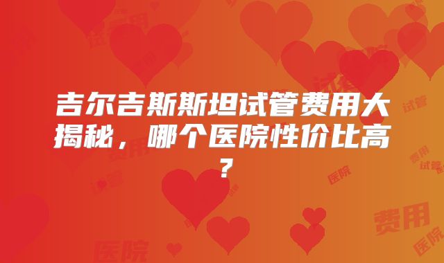 吉尔吉斯斯坦试管费用大揭秘，哪个医院性价比高？