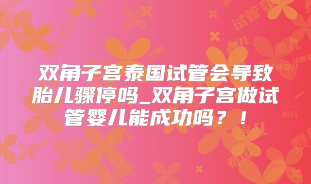 双角子宫泰国试管会导致胎儿骤停吗_双角子宫做试管婴儿能成功吗？！
