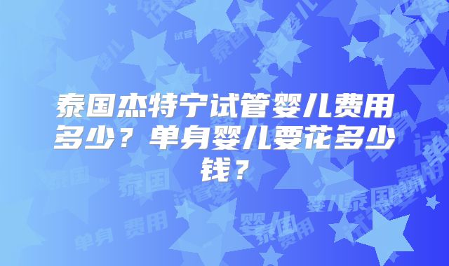 泰国杰特宁试管婴儿费用多少？单身婴儿要花多少钱？