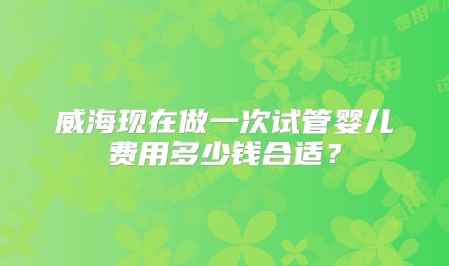 威海现在做一次试管婴儿费用多少钱合适？