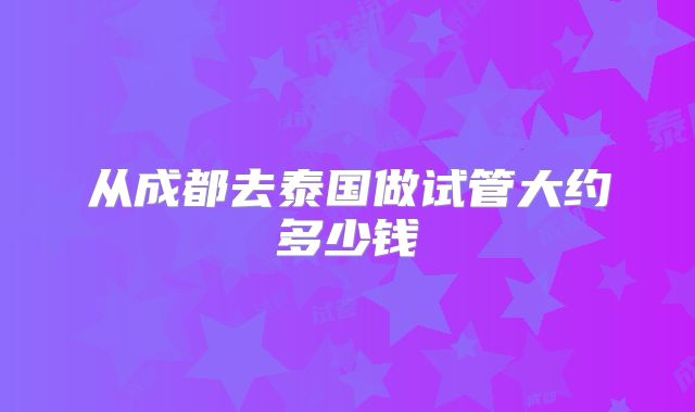 从成都去泰国做试管大约多少钱