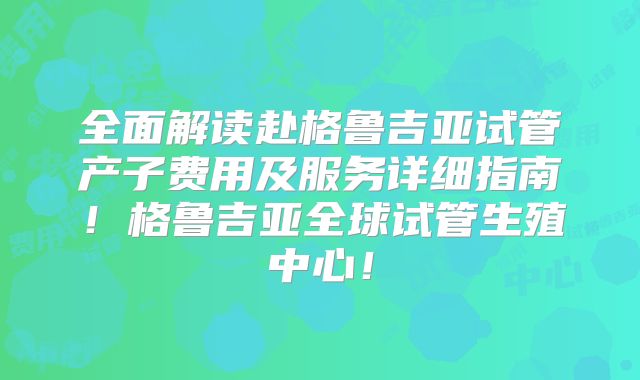 全面解读赴格鲁吉亚试管产子费用及服务详细指南！格鲁吉亚全球试管生殖中心！