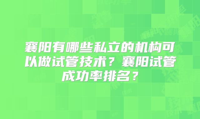 襄阳有哪些私立的机构可以做试管技术？襄阳试管成功率排名？