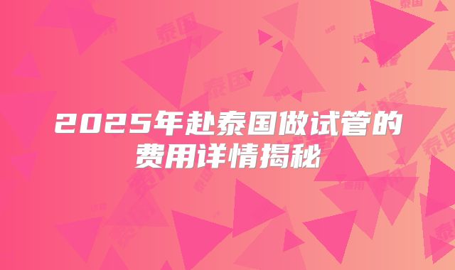 2025年赴泰国做试管的费用详情揭秘