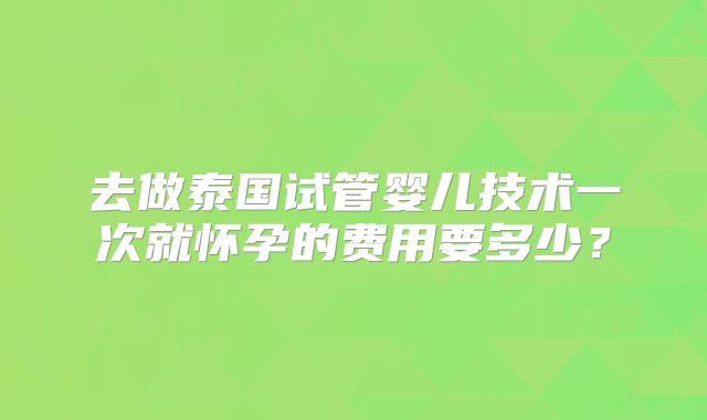 去做泰国试管婴儿技术一次就怀孕的费用要多少?