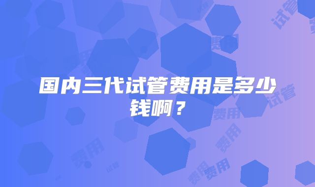 国内三代试管费用是多少钱啊？