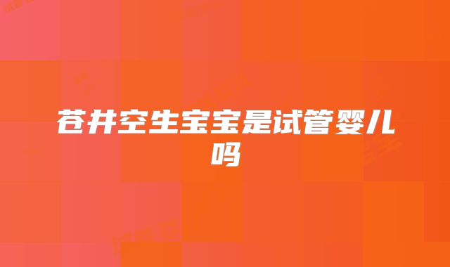 苍井空生宝宝是试管婴儿吗