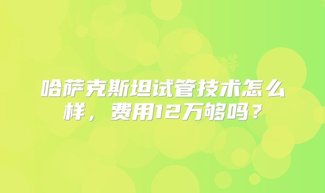 哈萨克斯坦试管技术怎么样，费用12万够吗？