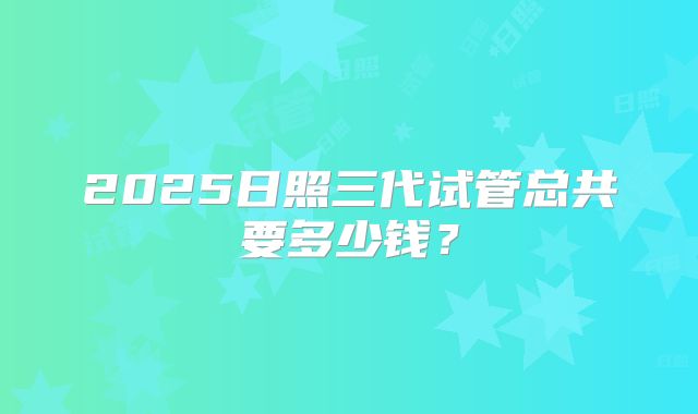 2025日照三代试管总共要多少钱?