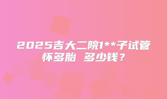 2025吉大二院1**子试管怀多胎 多少钱？