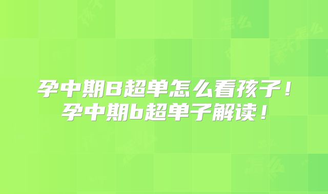孕中期B超单怎么看孩子!孕中期b超单子解读!