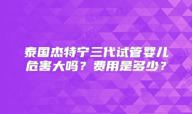 泰国杰特宁三代试管婴儿危害大吗？费用是多少？