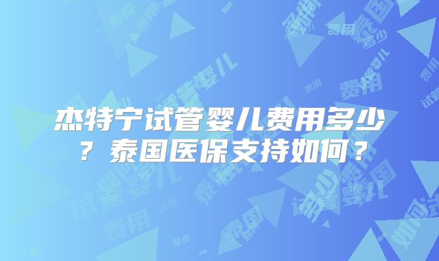 杰特宁试管婴儿费用多少？泰国医保支持如何？