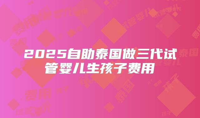 2025自助泰国做三代试管婴儿生孩子费用
